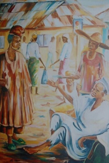 Malarstwo zatytułowany „Begger On street” autorstwa Kola Olatayo Opakunle, Oryginalna praca, Olej