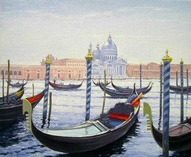 Pittura intitolato "Venetian taxi" da Kolbart, Opera d'arte originale, Olio