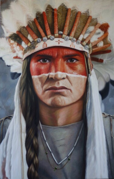 Painting titled "Native" by Nickkuru, Original Artwork, Oil