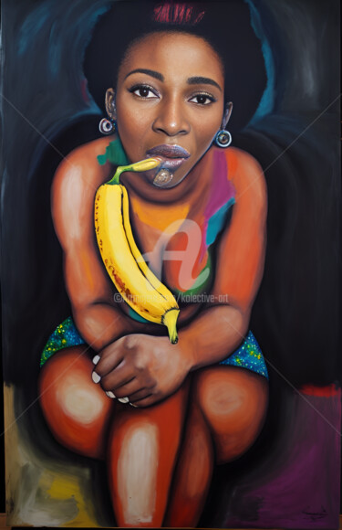 Pittura intitolato "A banana a day keep…" da Kolective Art, Opera d'arte originale, Acrilico