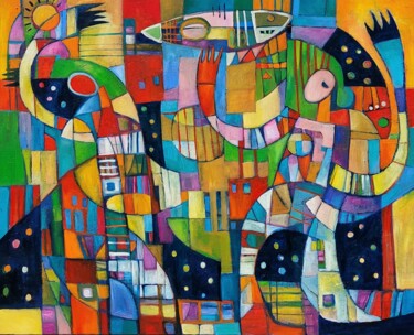 Картина под названием "univers imaginaire" - Irina Kolesnikova, Подлинное произведение искусства, Масло Установлен на Деревя…