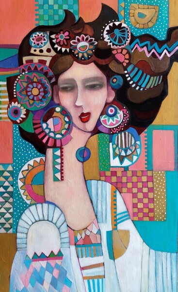 Картина под названием "beautiful architect…" - Irina Kolesnikova, Подлинное произведение искусства, Масло Установлен на Дере…