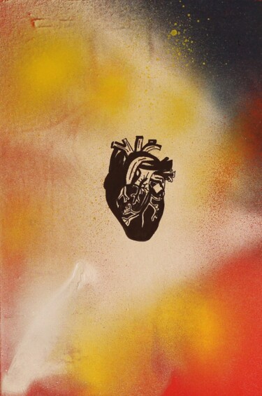 Painting titled "heart #ArtistSuppor…" by Kolir, Original Artwork, Spray paint