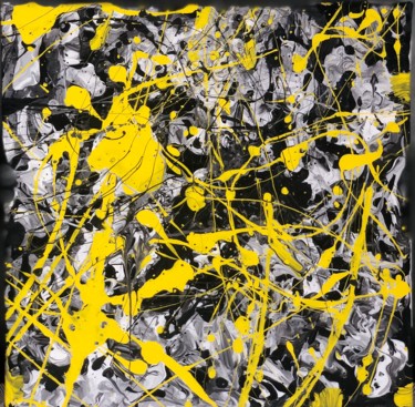 Painting titled "Yellow" by Krul, Original Artwork, Gouache Mounted on Wood Stretcher frame