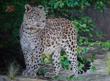 Картина под названием "Amur Leopard" - Viktoriya Kolomiychuk, Подлинное произведение искусства, Масло