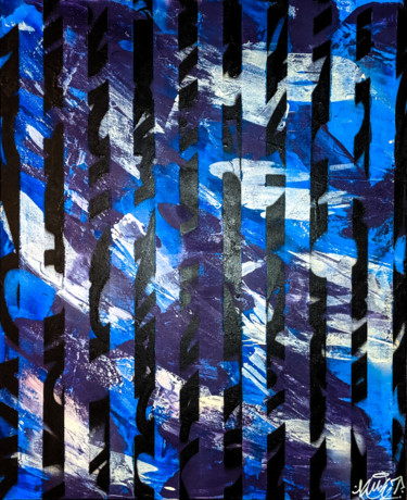 Картина под названием "Skybars" - Komet, Подлинное произведение искусства, Рисунок распылителем краски Установлен на Деревян…
