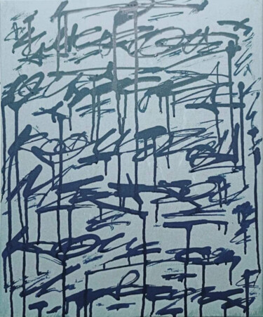 Картина под названием "Rivière" - Komet, Подлинное произведение искусства, Акрил Установлен на Деревянная рама для носилок