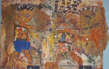 Painting titled "1000 titres" by Komlan Adoukpo, Original Artwork, Oil
