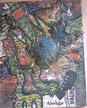 Peinture intitulée "sur les pas de frida" par Komlan Adoukpo, Œuvre d'art originale, Huile