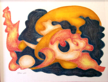 Tekening getiteld "Dawn" door Konchedras, Origineel Kunstwerk, Pastel Gemonteerd op Frame voor houten brancard