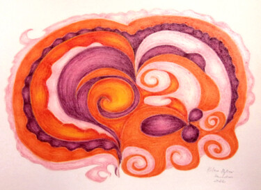 Dessin intitulée "Heart" par Konchedras, Œuvre d'art originale, Pastel