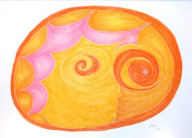 Drawing titled "Sun" by Konchedras, Original Artwork, Pastel Mounted on Wood Stretcher frame