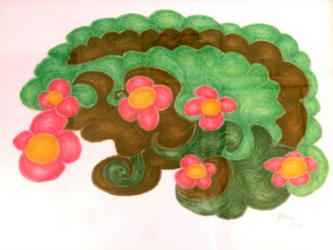 Zeichnungen mit dem Titel "Apple tree" von Konchedras, Original-Kunstwerk, Pastell Auf Keilrahmen aus Holz montiert