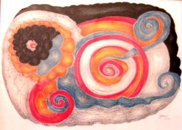 Рисунок под названием "Dragon egg" - Konchedras, Подлинное произведение искусства, Пастель Установлен на Деревянная рама для…