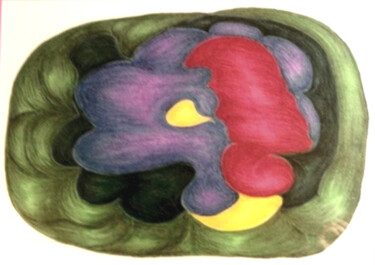 Dibujo titulada "Violet flower" por Konchedras, Obra de arte original, Pastel Montado en Bastidor de camilla de madera