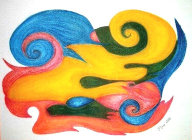 Рисунок под названием "A thought" - Konchedras, Подлинное произведение искусства, Пастель Установлен на Деревянная рама для…