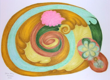 Desenho intitulada "Desert flower" por Konchedras, Obras de arte originais, Pastel Montado em Armação em madeira