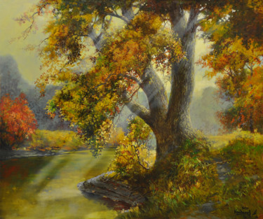 Картина под названием "В лучах осеннего со…" - Anton Kondakov, Подлинное произведение искусства, Масло