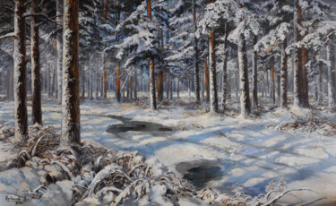 Картина под названием "Дорога в бору. Зуди…" - Anton Kondakov, Подлинное произведение искусства, Масло