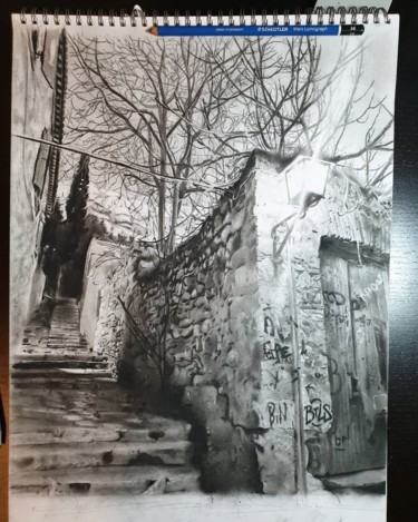 Painting titled "Old Athens" by Konstantinos Dermatas, Original Artwork, Pencil