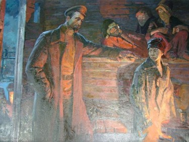 Картина под названием "Dzerzynsky and chil…" - Boris Kondrashin, Подлинное произведение искусства, Масло