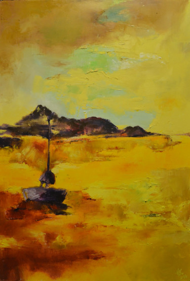 Painting titled "Sail" by Zhanna Kondratenko, Original Artwork, Oil Mounted on Wood Stretcher frame