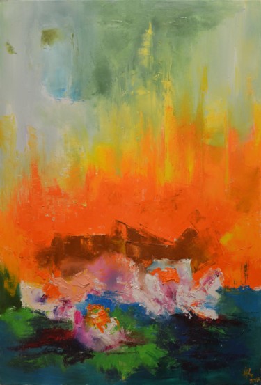 Malerei mit dem Titel "Lilies. Sunset" von Zhanna Kondratenko, Original-Kunstwerk, Öl