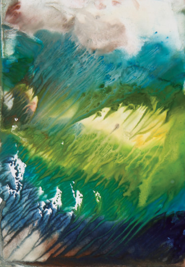 Malerei mit dem Titel "At the depth" von Zhanna Kondratenko, Original-Kunstwerk, Gouache Auf Andere starre Platte montiert