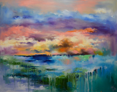 Peinture intitulée "Quiet lake" par Zhanna Kondratenko, Œuvre d'art originale, Huile