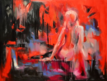 Peinture intitulée "Red innocence" par Zhanna Kondratenko, Œuvre d'art originale, Huile