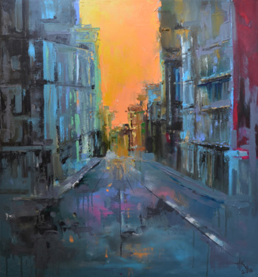 Painting titled "Old street. Great m…" by Zhanna Kondratenko, Original Artwork, Oil