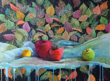 Painting titled "Still life with app…" by Zhanna Kondratenko, Original Artwork, Acrylic