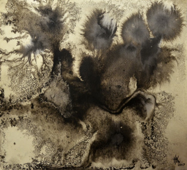 Peinture intitulée "Play. Evolution" par Zhanna Kondratenko, Œuvre d'art originale, Encre Monté sur Autre panneau rigide