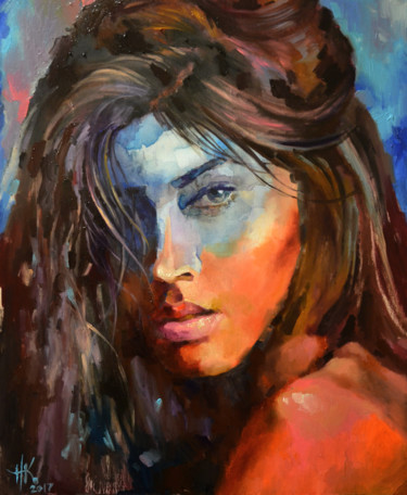 Painting titled "Glance" by Zhanna Kondratenko, Original Artwork, Oil