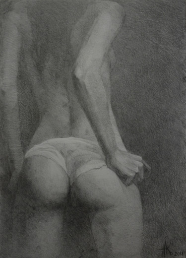 Desenho intitulada "Body. Study #0090" por Zhanna Kondratenko, Obras de arte originais, Lápis