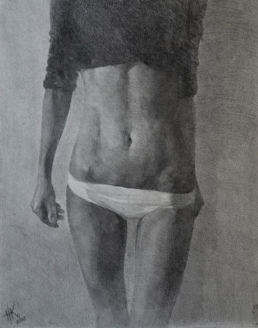 Drawing titled "Body. Study #0089" by Zhanna Kondratenko, Original Artwork, Charcoal