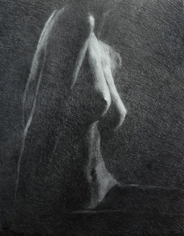 Dibujo titulada "Body. Study #0092" por Zhanna Kondratenko, Obra de arte original, Carbón