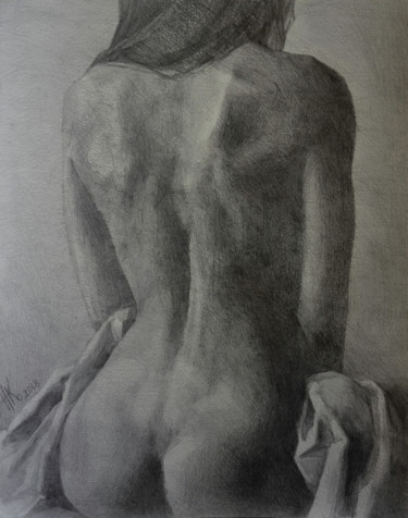 Drawing titled "Body. Study #0096" by Zhanna Kondratenko, Original Artwork, Pencil