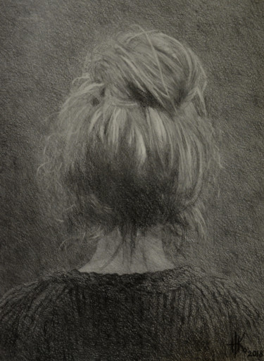 Dibujo titulada "Head. Study #0031" por Zhanna Kondratenko, Obra de arte original, Carbón