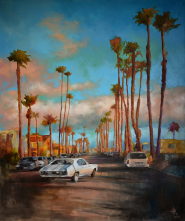 Painting titled "Miami" by Zhanna Kondratenko, Original Artwork, Oil Mounted on Wood Stretcher frame