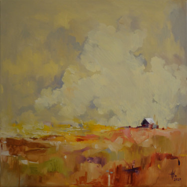 Painting titled "Home" by Zhanna Kondratenko, Original Artwork, Oil Mounted on Wood Stretcher frame