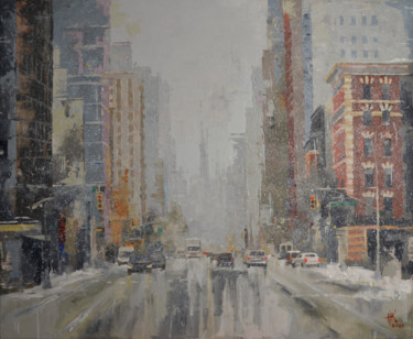 Painting titled "Blizzard" by Zhanna Kondratenko, Original Artwork, Oil Mounted on Wood Stretcher frame