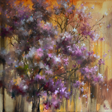 Painting titled "Blossoming. During…" by Zhanna Kondratenko, Original Artwork, Oil Mounted on Wood Stretcher frame