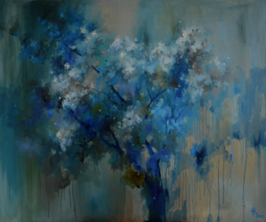 Peinture intitulée "Blossoming. In Blue" par Zhanna Kondratenko, Œuvre d'art originale, Huile Monté sur Châssis en bois