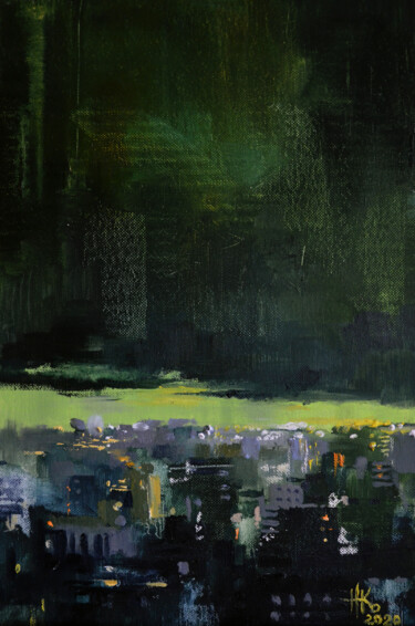 Painting titled "Emerald" by Zhanna Kondratenko, Original Artwork, Oil Mounted on Plexiglass