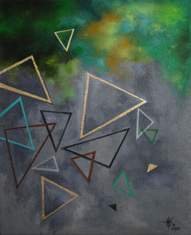 Картина под названием "Motion. Grey" - Zhanna Kondratenko, Подлинное произведение искусства, Масло Установлен на Деревянная…