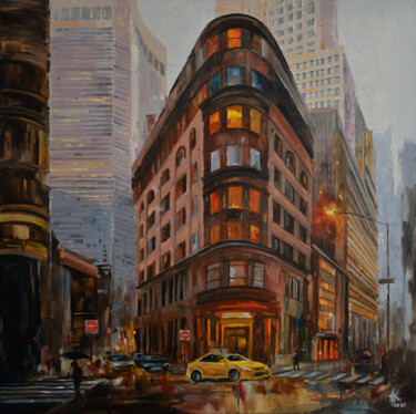 Painting titled "Delmonico's" by Zhanna Kondratenko, Original Artwork, Oil Mounted on Wood Stretcher frame