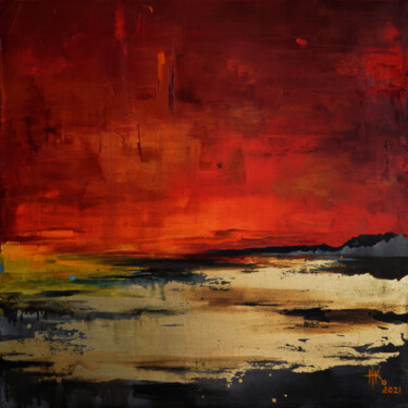 Painting titled "Fire" by Zhanna Kondratenko, Original Artwork, Oil Mounted on Wood Stretcher frame