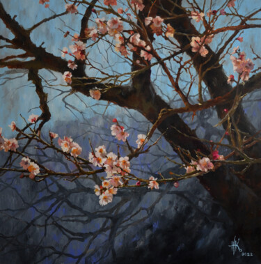 Painting titled "Blossoming. Rebirth" by Zhanna Kondratenko, Original Artwork, Oil Mounted on Wood Stretcher frame