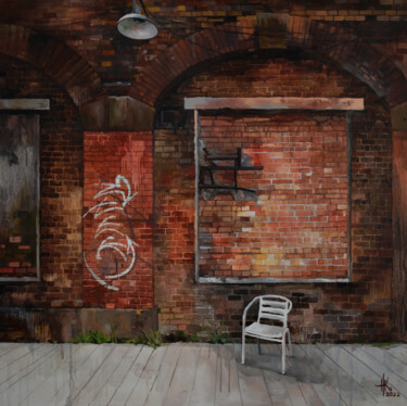 Картина под названием "White Chair" - Zhanna Kondratenko, Подлинное произведение искусства, Масло Установлен на Деревянная р…